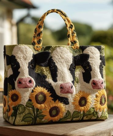 Country Moo Quilted Tote Bag