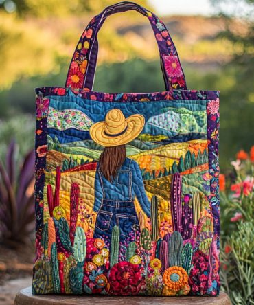 Cowgirl Horizon Quilted Tote Bag