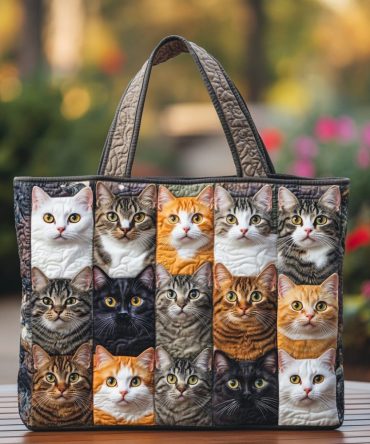 Cozy Cat Quilted Tote Bag