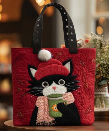 Cozy Cat Quilted Tote Bag