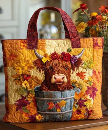 Cozy Cattle Quilted Tote Bag