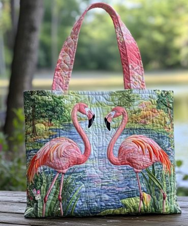 Cozy Flamingo Quilted Tote Bag