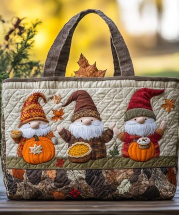 Cozy Gnome Quilted Tote Bag