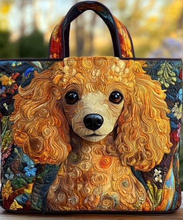 Cozy Poodle Quilted Tote Bag