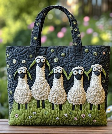 Cozy Sheep Quilted Tote Bag