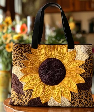 Cozy Sunflower Dream Quilted Tote Bag