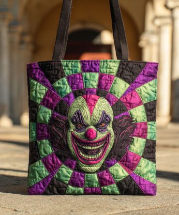 Creepy Clown Quilted Tote Bag