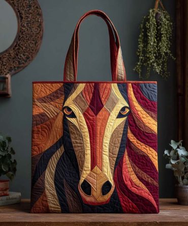 Crimson Blaze Stallion Quilted Tote Bag