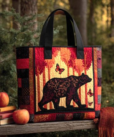 Crimson Wildwalk Quilted Tote Bag