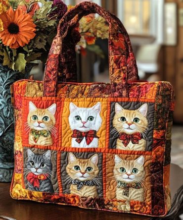 Crisp Cat Days Quilted Tote Bag
