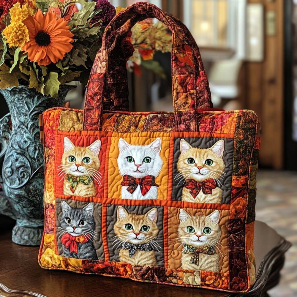 Crisp Cat Days Quilted Tote Bag