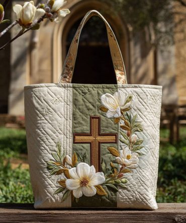 Cross Of Faithfulness Quilted Tote Bag