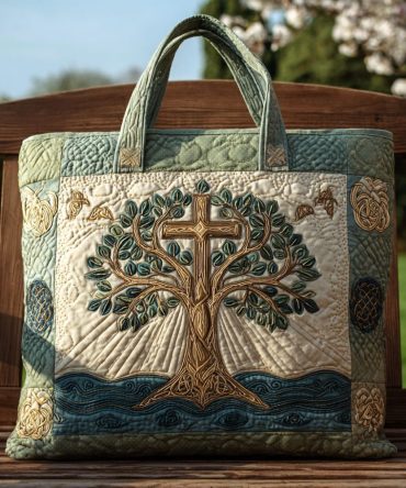 Cross Of Wisdom Quilted Tote Bag
