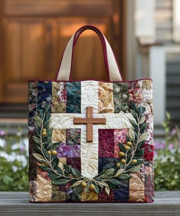 Cross Of The Heart Quilted Tote Bag