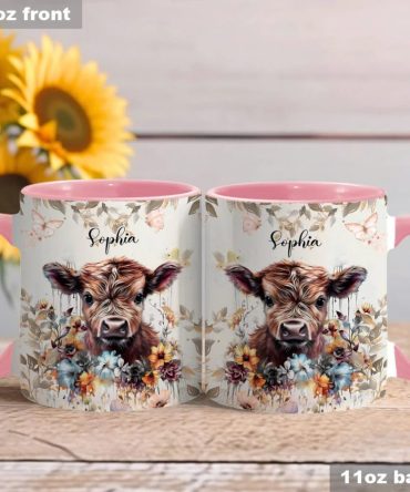 Floral Cow - Personalized Accent Mug