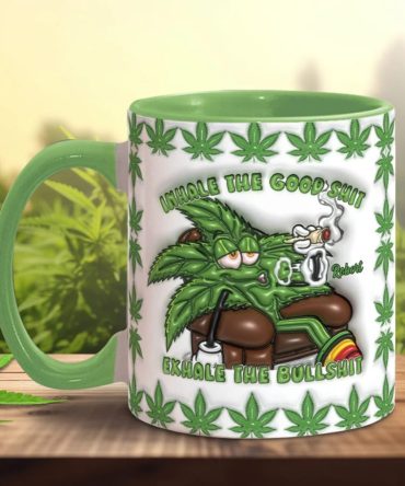 Inhale The Good Sh_T Exhale The Bullsh_T - Personalized Weed Accent Mug