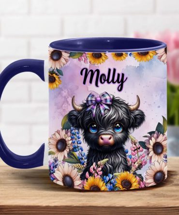 Cute Little Highland Cow - Personalized Accent Mug
