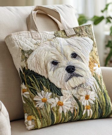 Daisy Shih Tzu Quilted Tote Bag