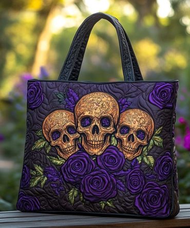 Dark Bloom Quilted Tote Bag