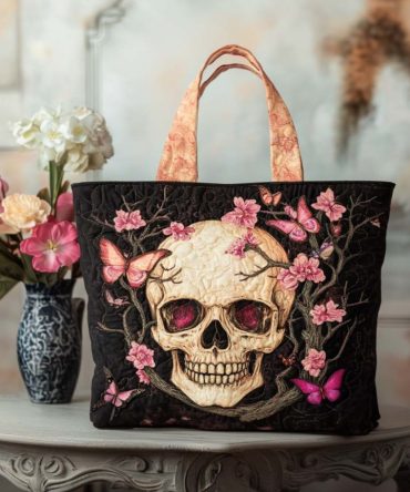 Dark Grin Quilted Tote Bag