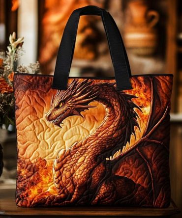 Dragon Blossom Path Quilted Tote Bag