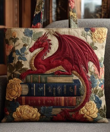 Dragon Book Keeper Quilted Tote Bag