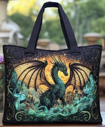 Dragon Mystic Bloom Quilted Tote Bag