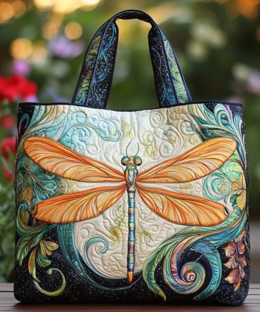 Dragonfly Breeze Quilted Tote Bag