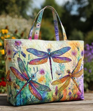 Dragonfly Flight Quilted Tote Bag
