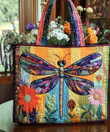 Dragonfly Flight Quilted Tote Bag