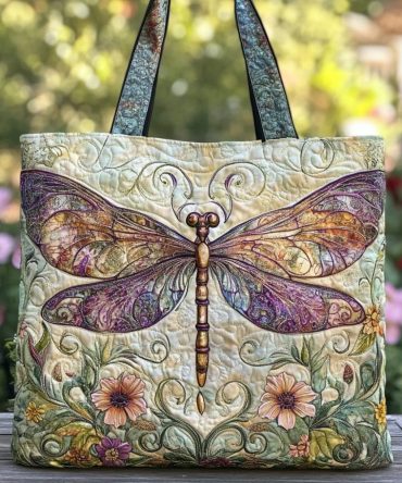 Dragonfly Grace Quilted Tote Bag