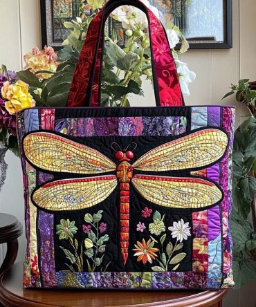Dragonfly Light Quilted Tote Bag
