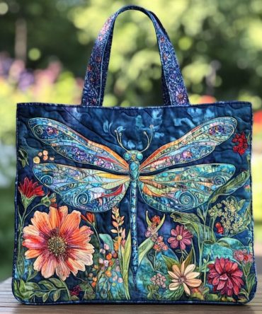 Dragonfly Whisper Quilted Tote Bag