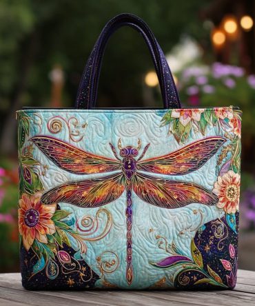 Dragonfly Wings Quilted Tote Bag