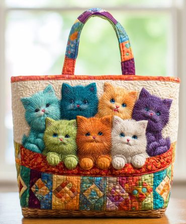 Dreamy Cat Corner Quilted Tote Bag