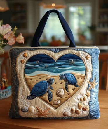 Dreamy Turtle Path Quilted Tote Bag