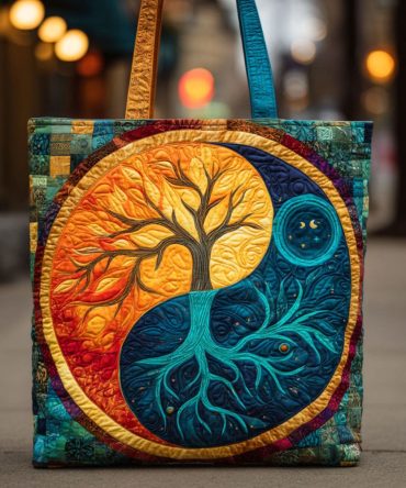 Dual Balance Tree Quilted Tote Bag