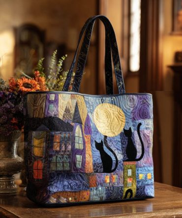 Ebony Whiskers Quilted Tote Bag