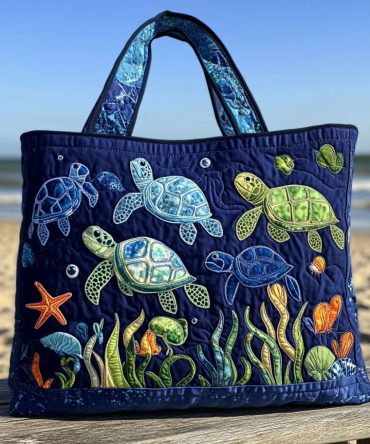 Emerald Current Quilted Tote Bag