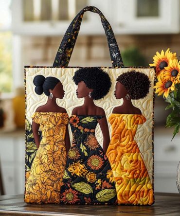 Empowered Melanin Bloom Quilted Tote Bag