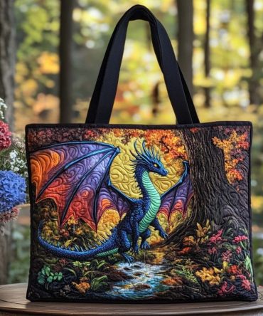 Enchanted Dragon Tale Quilted Tote Bag