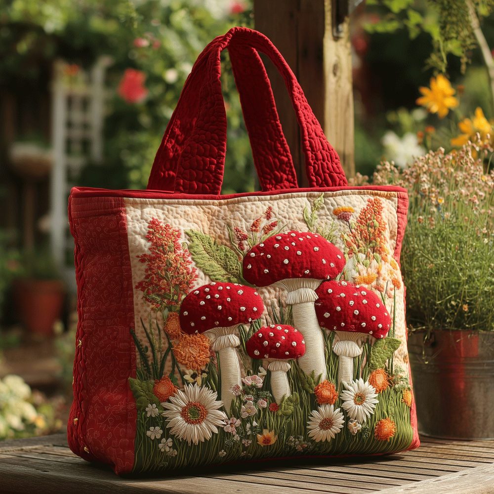 Enchanted Fungi Quilted Tote Bag
