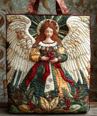 Evergreen Angel Hope Quilted Tote Bag