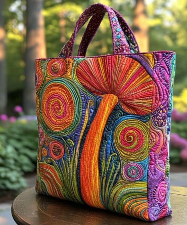 Fairy Shrooms Quilted Tote Bag