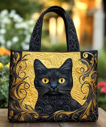 Fancy Cat Quilted Tote Bag