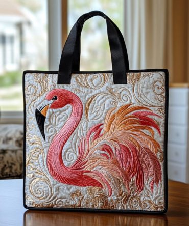 Fancy Flamingo Quilted Tote Bag