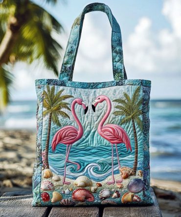 Feather Thread Quilted Tote Bag