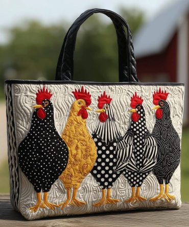 Feathered Five Quilted Tote Bag