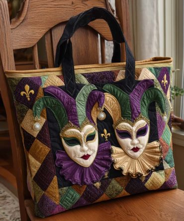 Festive Mask Quilted Tote Bag