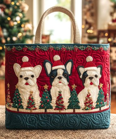 Festive Pups Quilted Tote Bag